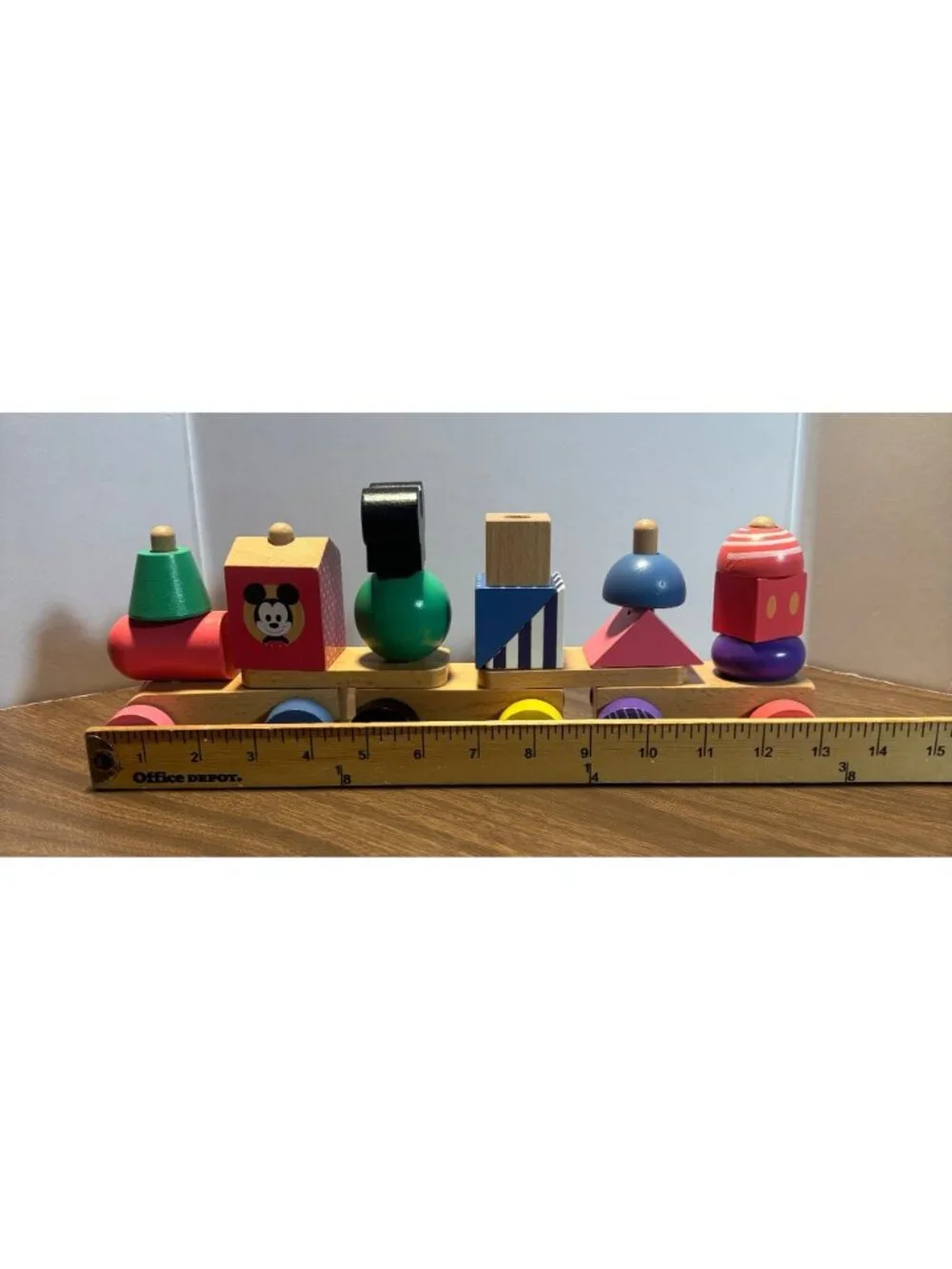 Disney Wooden Stacking Train Toy  Mickey Mouse Wood Block Set Kids Pretend Play